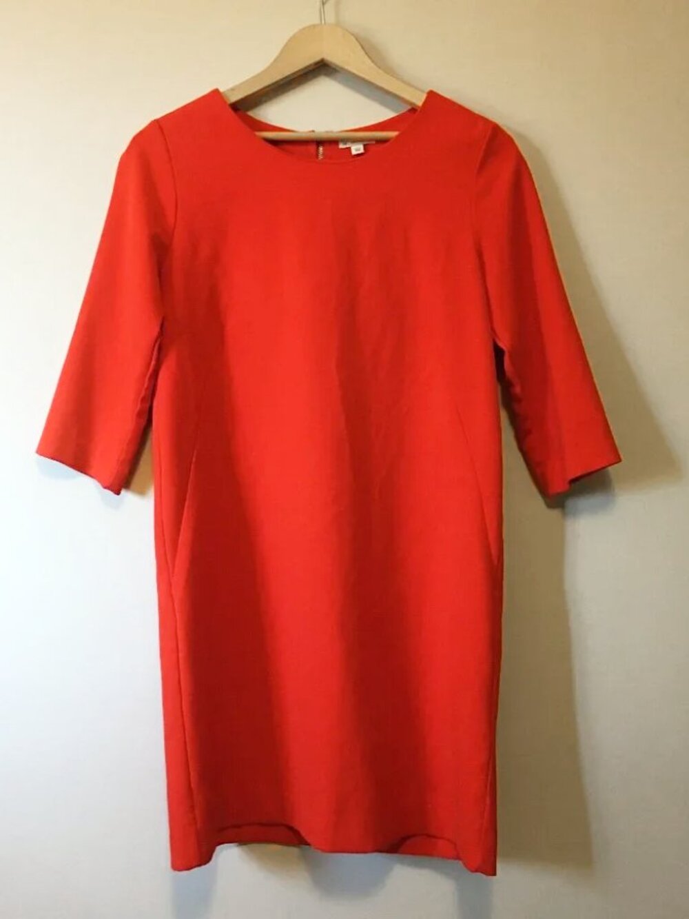 GAP Poppy Red 3/4 Sleeve Rayon Blend Shift Dress - 4 / S Retro Blythe 70s Mod